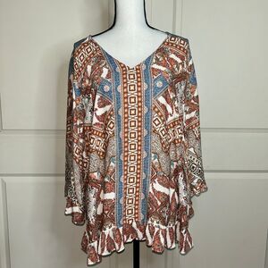 NWT Cynthia Rowley Women's Plus Multicolor Boho Peasants Top Sz. 2X